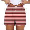thumbnail image 1 of MIUOWANP Plus Size Shorts of Women Pinstripe Print Buttoned Striped Loose Breathable Sports Shorts Size XXXL(14)Red, 1 of 5
