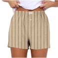 thumbnail image 1 of MIUOWANP Plus Size Shorts of Women Print Buttoned Striped Loose Breathable Sports Shorts Size XXXL(14)Khaki, 1 of 5