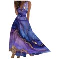 thumbnail image 1 of MIUOWANP Plus Size Sleeveless V-neck Dress for Women Marble PrintA-line Midi Long Skirt Size XL(10)Blue, 1 of 5