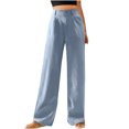 thumbnail image 1 of MIUOWANP Plus Size Sweatpants Clearance Women's Solid Color High Waist Wide Leg Pants Casual Loose Elastic Waist Straight Leg Pocket Pants Light Blue L, 1 of 5