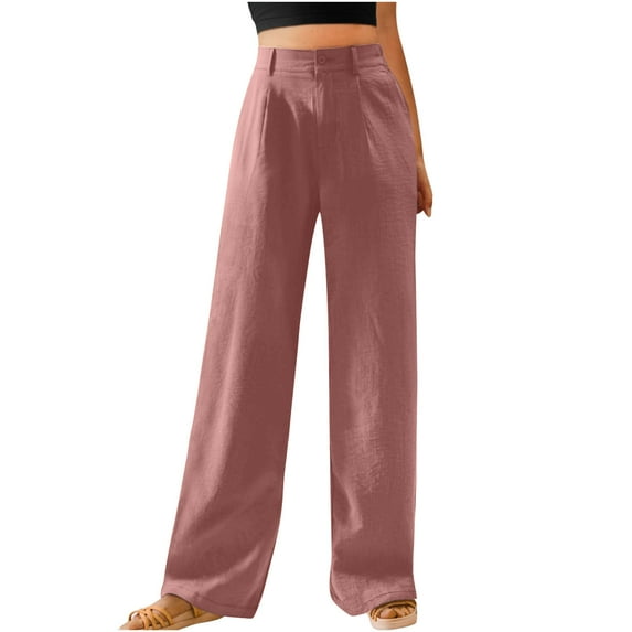 MaFYtyTPR Plus Size Sweatpants Women's Solid Color High Waist Wide Leg Pants Casual Loose Elastic Waist Straight Leg Pocket Pants Pink XXL