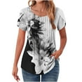 thumbnail image 1 of MIUOWANP Plus Size Tops for Women Summer Women's Summer Casual V-neck Short Sleeved T-shirt Lace Printed Top T-shirt Multicolor XXL, 1 of 5