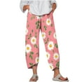 thumbnail image 1 of MIUOWANP Plus Size Women's Cropped Pants Elastic Waist Floral Print Breathable Sports Pants Size XXXXXL(18)Hot Pink, 1 of 5