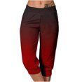 thumbnail image 1 of MIUOWANP Plus Size Women's Cropped Pants Elastic Waist with Pockets Gradient Color Print Comfortable Casual Pants Size M(6)Red, 1 of 6