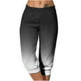 thumbnail image 1 of MIUOWANP Plus Size Women's Cropped Pants Elastic Waist with Pockets Gradient Color Print Comfortable Casual Pants Size XXL(12)Black, 1 of 6