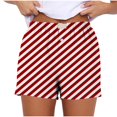 thumbnail image 1 of MIUOWANP Plus Size Women's Shorts Diagonal Stripe Print Buttoned Striped Loose Breathable Sports Shorts Size XXXL(14)Red, 1 of 5