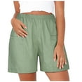 thumbnail image 1 of MIUOWANP Plus SizeWomen's Shorts with Pockets Solid Color Lightweight Sports Shorts Size XXXXL(16)Green, 1 of 8