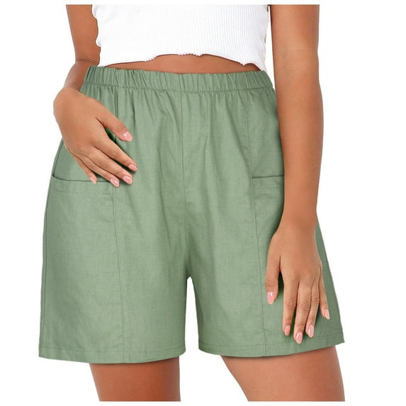 MIUOWANP Plus SizeWomen's Shorts with Pockets Solid Color Lightweight Sports Shorts Size XXXXL(16)Green