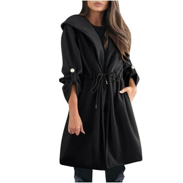 MIUOWANP Puffer Jacket Womens XS Women's Solid Color Lapel Button Cardigan Long Sleeved Top Jacket Black M