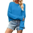 thumbnail image 1 of MIUOWANP Pullover Sweaters for Women Fall Women's Fashion Loose Large Size Color Long Sleeve Sweater Tops Blue M, 1 of 5