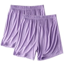 MIUOWANP Shorts Sets Women 2 Pack Outfits Plus Size High Waisted and Wide Legged Striped Print Shorts Lightweight Casual Sleep Pants Size XXXXL（Purple Purple）