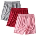thumbnail image 1 of MIUOWANP Shorts Sets Women 3 Pack Outfits Plus Size High Waisted and Wide Legged Striped Print Shorts Lightweight Casual Sleep Pants Size M（Gray+Wine+Pink）, 1 of 2