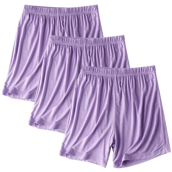 MIUOWANP Shorts Sets Women 3 Pack Outfits Plus Size High Waisted and Wide Legged Striped Print Shorts Lightweight Casual Sleep Pants Size M(Purple+Purple+Purple)