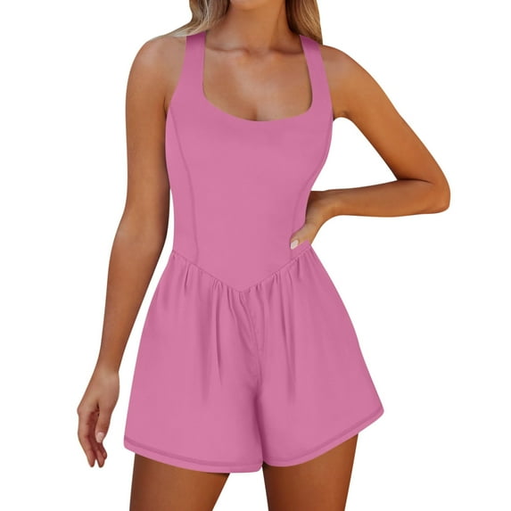 MIUOWANP Shorts for Women Plus Size Clearance Women's Workout Romper Running Onesie Short Athletic Jumpsuits Casual Summer Outfits Gym Yoga Clothes