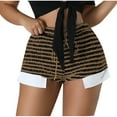 thumbnail image 1 of MIUOWANP Shorts for Women Trendy Summer 2024 High Waisted and Wide Legged Sports Shorts Plush Striped Print Skinny Shorts Size L(8)Brown, 1 of 8