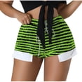 thumbnail image 1 of MIUOWANP Shorts for Women Trendy Summer 2024 High Waisted and Wide Legged Sports Shorts Plush Striped Print Skinny Shorts Size S(4)Green, 1 of 9