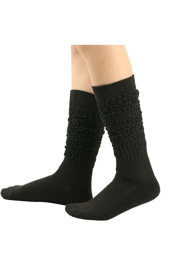 Socks for Women Ankle High Women's Solid Color Warm Stockings From The 1980s To 1990s, Super Long Tight Knit Pile Socks Hot Selling Products Free Size Black