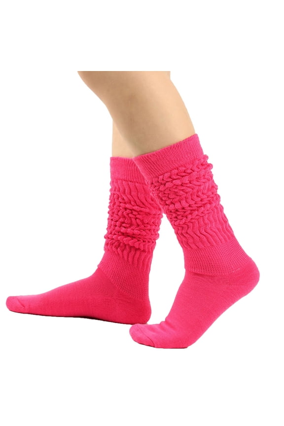 Socks for Women Ankle High Women's Solid Color Warm Stockings From The 1980s To 1990s, Super Long Tight Knit Pile Socks Hot Selling Products Free Size Hot Pink
