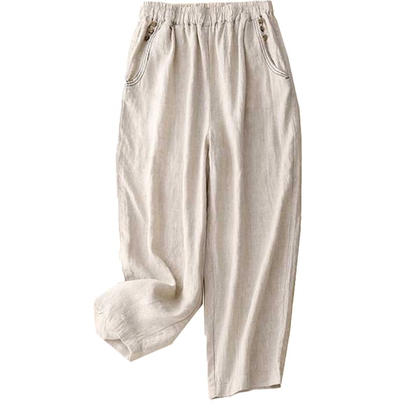 MaFYtyTPR Women's Summer And Versatile Radish Straight Leg Pants Beige M