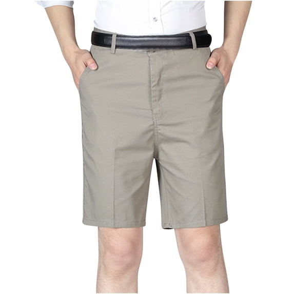 MIUOWANP Summer Men's Dressy Pants Simplicity Plus Size Solid Color Business Casual Suit Pants Size XXXL(12)Gray