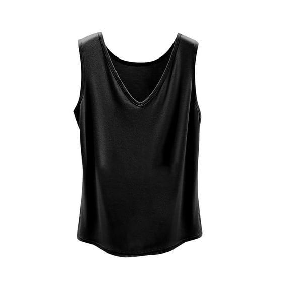 MIUOWANP Summer Tank Tops for Women Casual And Fashionable Outerwear Solid Color Round Neck Sleeveless Top Black L
