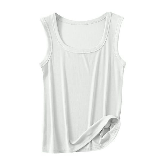MIUOWANP Summer Tank Tops for Women Casual And Fashionable Outerwear Solid Color U-Neck Sleeveless Top White XXL