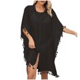 thumbnail image 1 of MIUOWANP Sunscreen Loose Perspective Casual Bikini Swimsuit Beach Smock Womens Bathing Suit Cover Ups Button Tassels Bikini Swimsuit Coverup Beach Loose Dress Shirt, 1 of 5