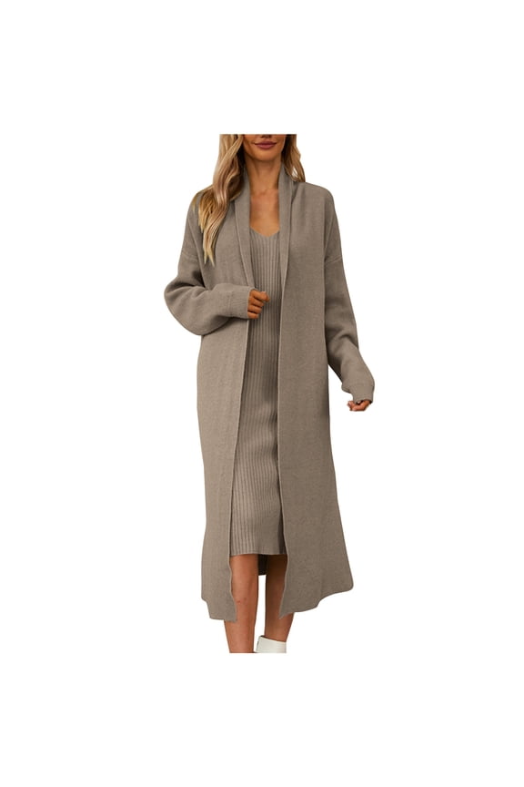 Sweater Dress Women's Long Sleeved Round-neck Fashion Solid Color And Ankle Dress