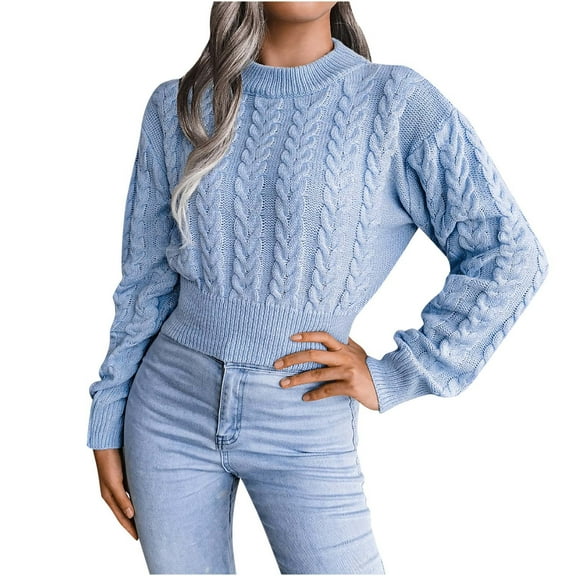 MIUOWANP Sweaters for Women 2024 Petite Fashion Women Patchwork Long Sleeve Pullove Round-Neck Casual Sweater Tops