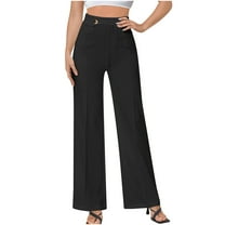 MaFYtyTPR Sweatpants under 10$ Women's Solid Color All Straight Leg High Waist Leisure Suit Trousers Long Pants Black L