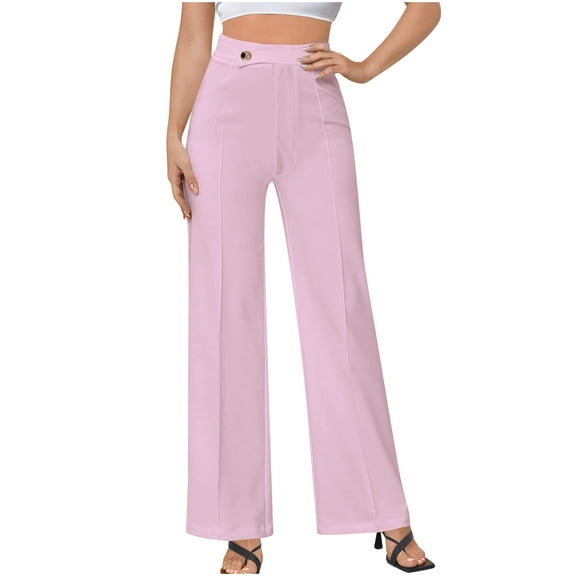 MaFYtyTPR Sweatpants under 10$ Women's Solid Color All Straight Leg High Waist Leisure Suit Trousers Long Pants Purple L