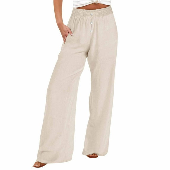 MIUOWANP Sweatpants for Womens Clearance Women's Loose Wide Leg Pants High Waist Straight Pants Casual Pants Beige XXL