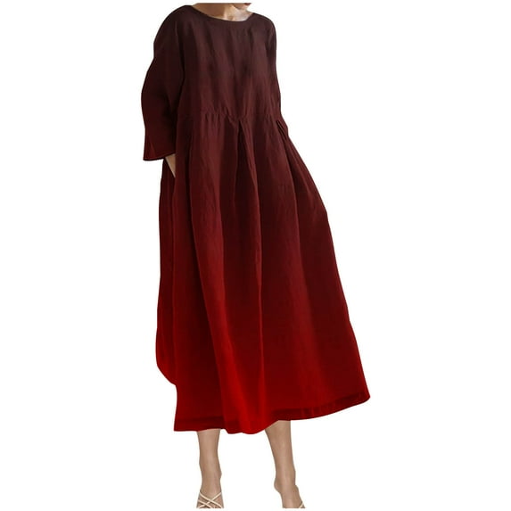 MIUOWANP Sweatshirt Dress Women Knee Length Women's Short Sleeved Round-neck Fashion Print High Waist Mid-Calf Dress