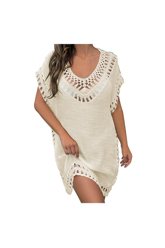 Swimsuit Cover Ups For Women Women's New Fashion Beach Sexy Hem Cover Up Hollow-out Breathable Swimwear