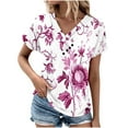 thumbnail image 1 of MIUOWANP T-Shirt for Women Plus Size Loose Breathable V-Neck Short-Sleeve Top Print Suitable for Summer T-Shirt Size L(8)Pink, 1 of 4