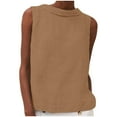 thumbnail image 1 of MIUOWANP Tank Tops for Women Cotton Linen Fashion Women's Round Neck Sleeveless Solid Casual Tank Tops Khaki S, 1 of 5