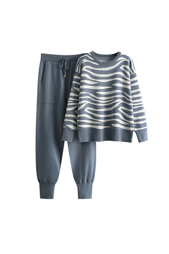 Two Piece Outfits for Women Women Two Piece Turtleneck Long Set And Loose Wide Legs Pants Home Sweater Suit Sets