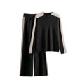 thumbnail image 1 of MIUOWANP Two piece Sets for Women Women's Casual Half High Necked Sweater And Pants Contrasting Color Patchwork Fashion Long Sleeved Round Neck Tops Set Suit, 1 of 5