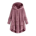 thumbnail image 1 of MIUOWANP Winter Fuzzy Fleece Jacket Women Plus Size Button Plush Tops Hooded Loose Cardigan Wool Coat Winter Jacket, 1 of 4