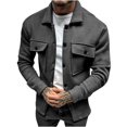 thumbnail image 1 of MaFYtyTPR Winter Jackets for Men Lapel Pocket Button Casual Long-Sleeved Hoodless Casual Coat/Jacket on Dark Gray XL(US 10), 1 of 1