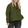 thumbnail image 1 of MIUOWANP Winter Jackets for Women Short Winter Women's Fashionable Solid Color Hooded Zipper Long Sleeved Jacket Army Green XL, 1 of 4