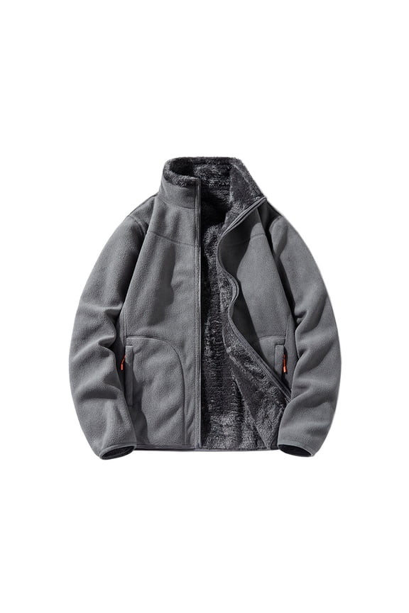 Winter Warmth Jackets for Men Solid Color Two-sided Outdoor Jacket Liner Cardigan on Dark Gray XXXXL(US 16)