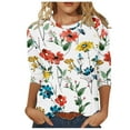 thumbnail image 1 of MaFYtyTPR Women 3/4 Sleeves Casual Shirts Pullover Loose Tunic Tops Print Blouse 2026 Blouses Purple XXXL, 1 of 5