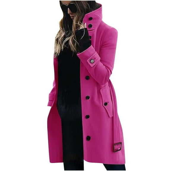 MIUOWANP Autunm And Winter Women Casual Tops Coat Long Sleeve Suit Collar Solid Cardigan Buttons Nizi Overcoat Tops Windbreaker