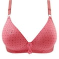 thumbnail image 1 of MIUOWANP Women's Bras No Underwire Full Support Polka Dot Print Push-Up Breathable Daily Bra,Watermelon Red S, 1 of 3