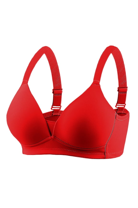 Women's Bras Push Up Wire-Free Triangular Cup Bra Outstanding Body-Shaping Bra,Red 90