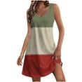 thumbnail image 1 of MIUOWANP Women's Casual Printed Sleeve Side Pockets Maxi Dress Summer Color Blocked Sleeveless Long Casual Dress Size L(8)Green, 1 of 6