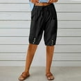 thumbnail image 1 of MIUOWANP Women's Casual Shorts with Pockets Solid Color Breathable Drawstring Elastic Waist Half Pants Size L(8)Black, 1 of 6