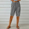 thumbnail image 1 of MIUOWANP Women's Casual Shorts with Pockets Solid Color Breathable Drawstring Elastic Waist Half Pants Size XXL(12)Gray, 1 of 6