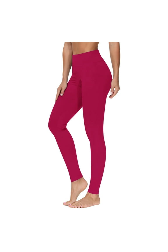 Women's Casual Yoga Pants Fashion Solid Color Exercise Leggings Yoga Casual Pants Hot Pink M